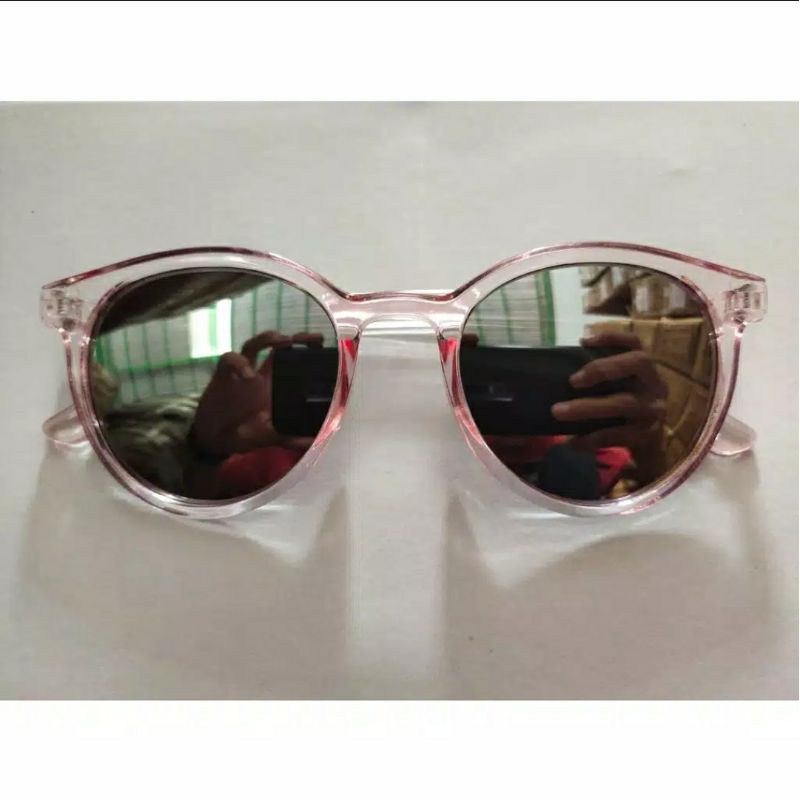 Kacamata Kaca Mata Korea Fashion Wanita Gaya Korean Style Unik Murah Kekinian Terbaru Toko Makassar-Pink Silver