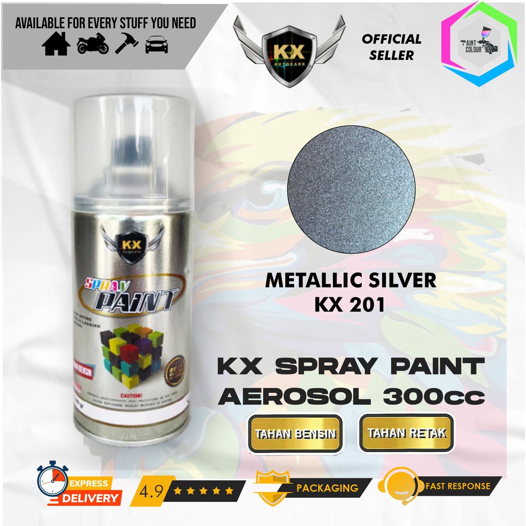 Cat Semprot Aerosol / Pylox KX Autocare Paint - KX 201 METALLIC SILVER