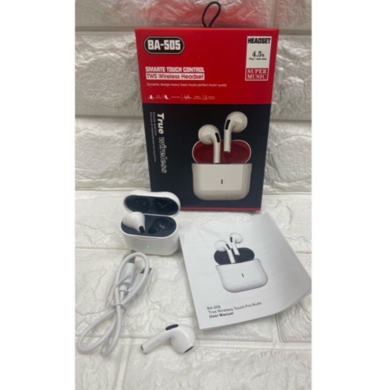 Headset Bluetooth TWS BA-505 True Wireless Smart Touch BA505 Earphone