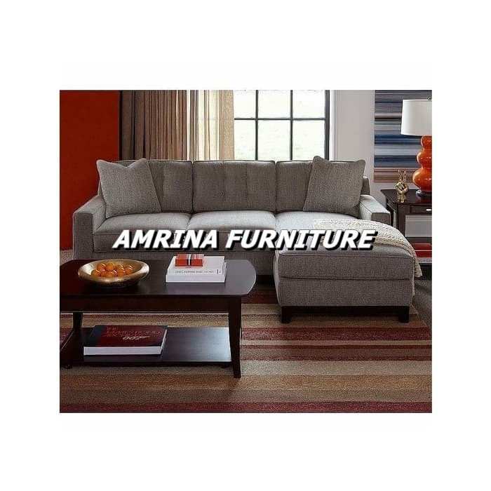 kursi sofa sudut minimalis L informa warna grey, mebel jepara