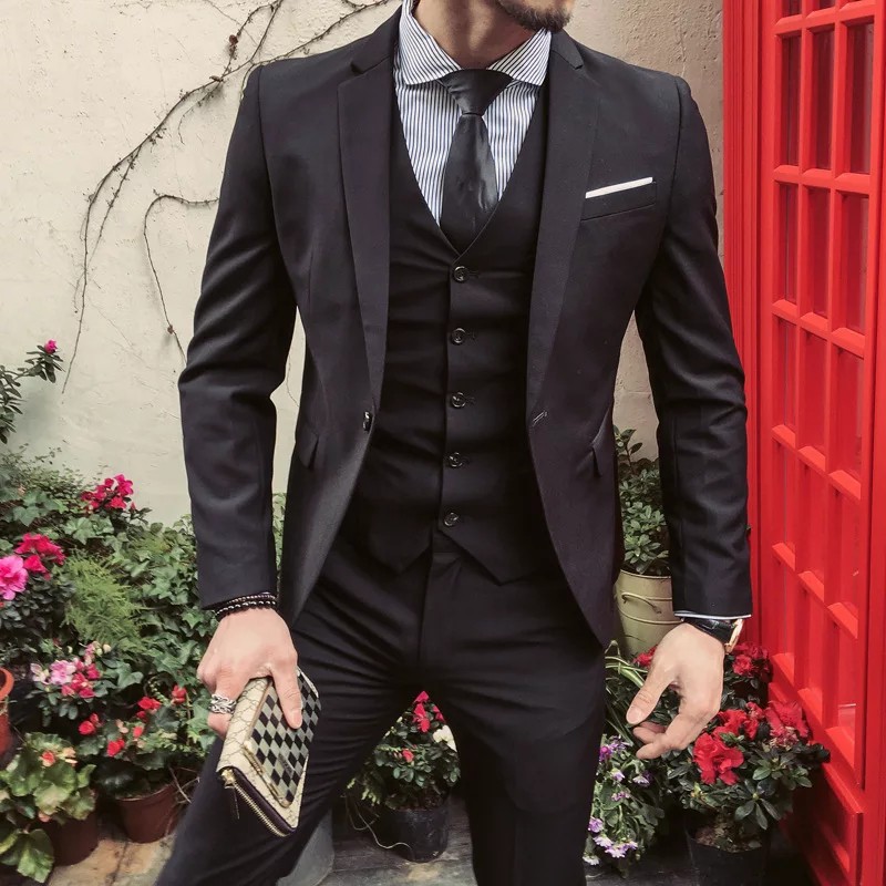 SETELAN JAS PRIA FORMAL SLIMFIT WARNA HITAM 3IN1 - EXECUTIVE ZION BLACK SUIT SUPER SLIM ORIGINAL