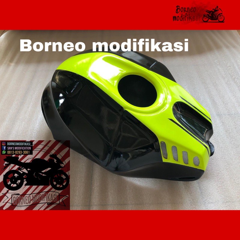 Cover / Kondom Tangki Yamaha r15 v2 hitam kombinasi hijau stabilo Aksesoris motor
