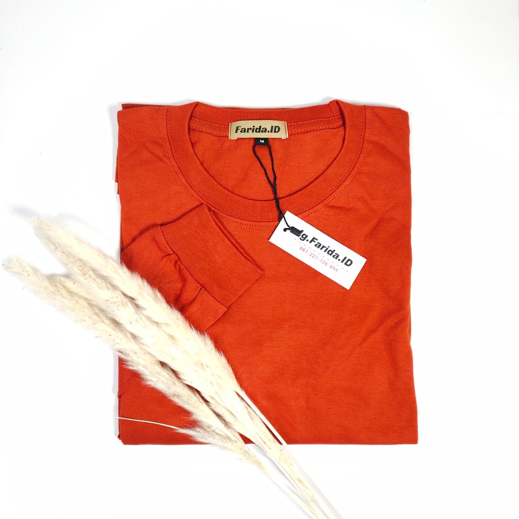 KAOS POLOS LENGAN PANJANG 30S MERAH BATA