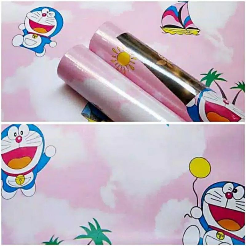 Wallpaper Stiker Dinding Murah Motif Doraemon Pink Awan Shopee Indonesia
