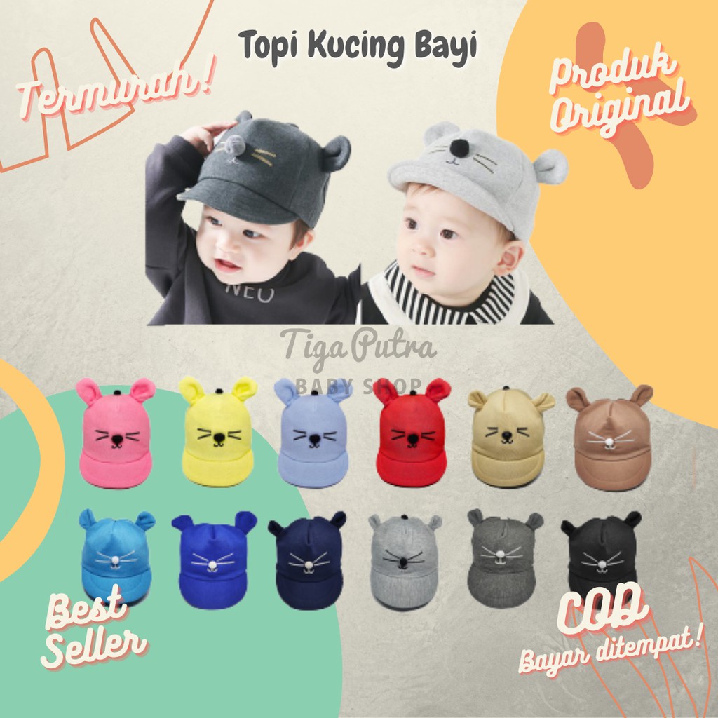 Topi Bayi Lucu Karakter Kucing Laki laki Perempuan 1 2 Tahun