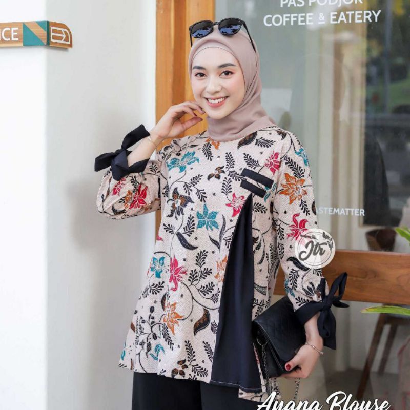 BAJU BATIK WANITA MODERN MONALISA GENES M, L, XL asli PEKALONGAN Atasan Wanita Lengan Panjang Blouse