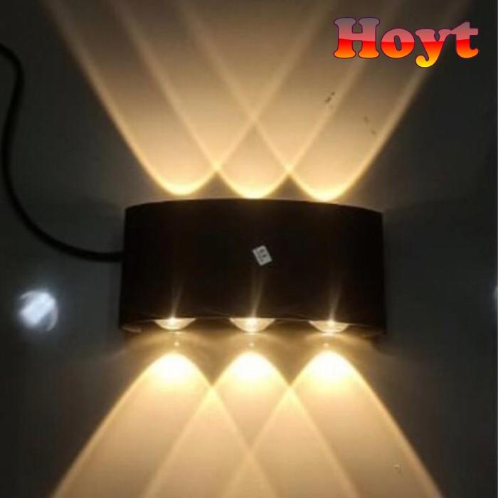 Ht / Lampu Dinding Taman 2 Arah 6 Mata 6Watt Putih/Kuning Hoyt Ht W565-6W