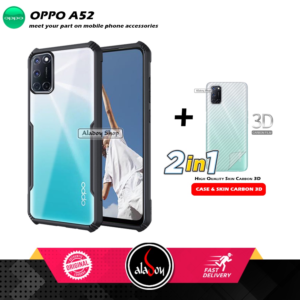 Case OPPO A52 Armor Fusion Transparent Casing Free Skin Carbon 3D