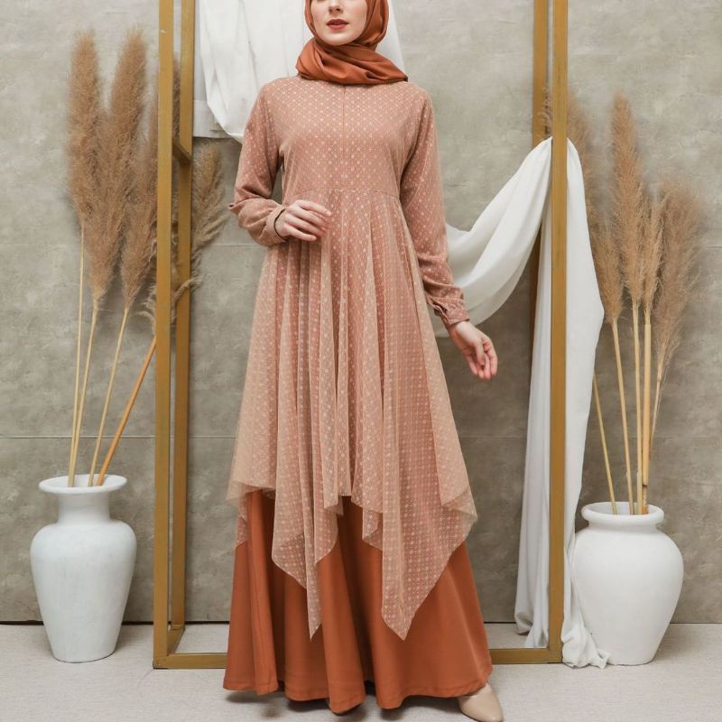 ALSAVA - Dress tile snow zig-zag tile bunga tile salju dot busui gamis busui pesta