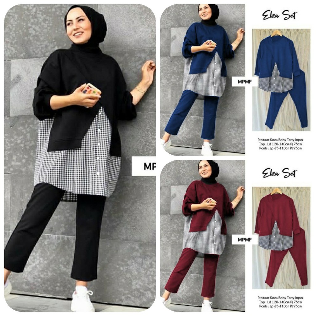 Setelan Wanita Kekinian / Setelan Rajut / Set Muslim Setelan Baju Lebaran 2021