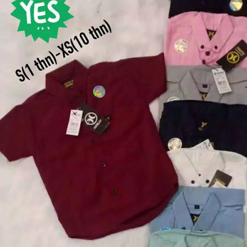 Kemeja Anak Laki-Laki Kemeja Distro Umur 1-10 Tahun Bahan Mat Cutton  Warna Maroon
