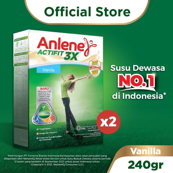 Promo Harga Anlene Actifit 3x High Calcium Vanilla 240 gr - Shopee