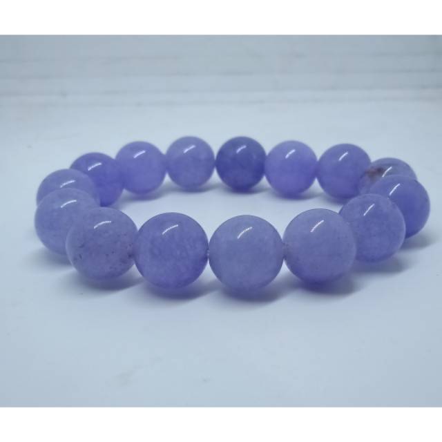 Gelang batu giok ungu muda+kotak 12 mm
