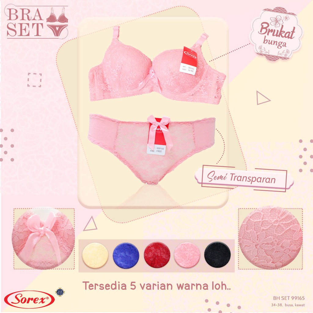 [FREE KAIT] BH Bra Set CD Sorex Brukat Semi Transparan 34-38 Sorex 99165