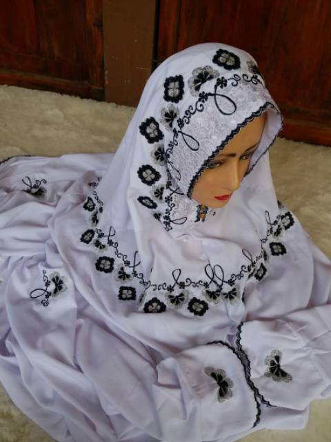 Mukena Lajur Bordir Bahan Polino Kudusan