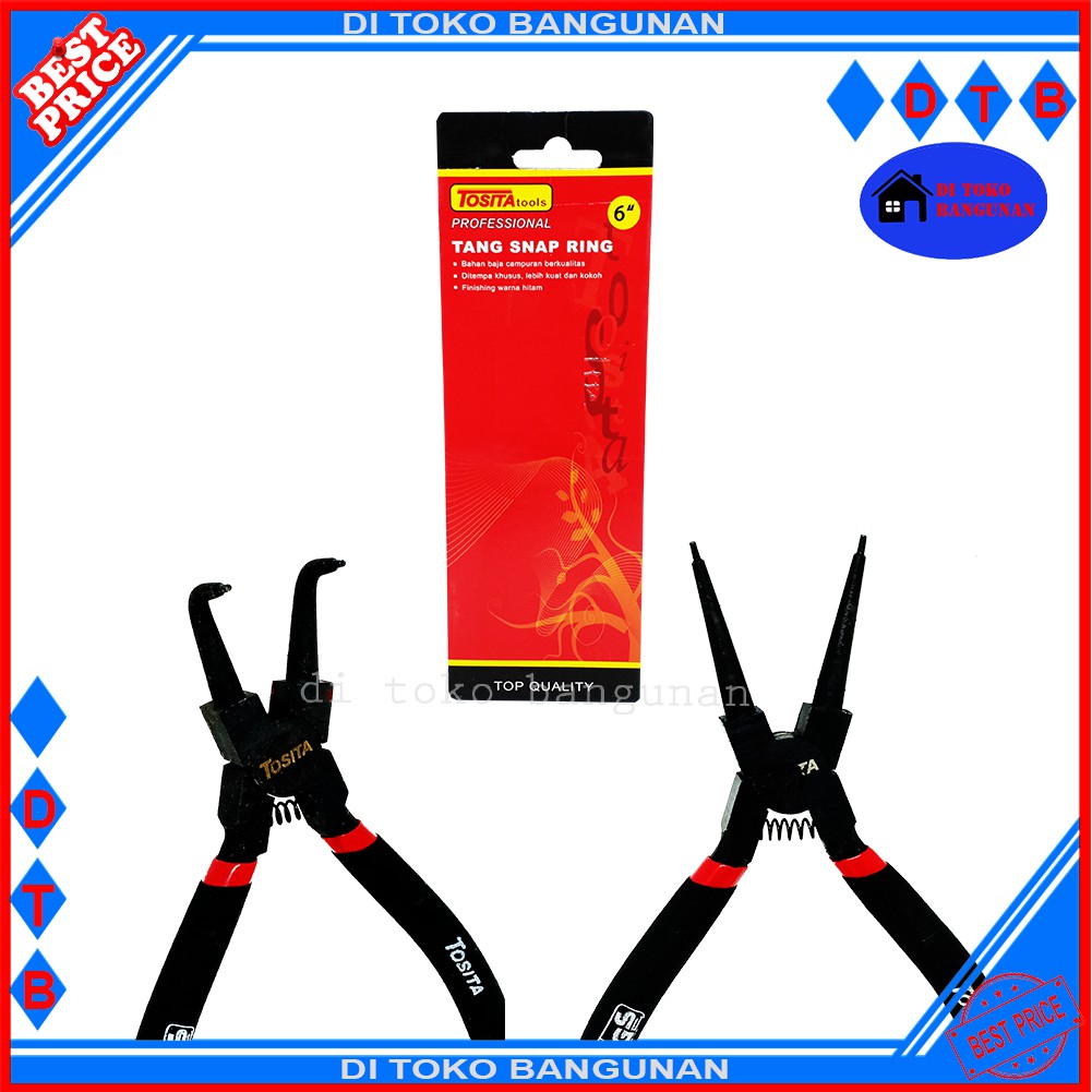 Tang Snap Ring Lurus Bengkok Tosita 6 Inch