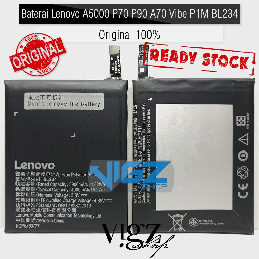 Baterai Lenovo A5000 P70 P90 A70 Vibe P1M BL234 Original 100%