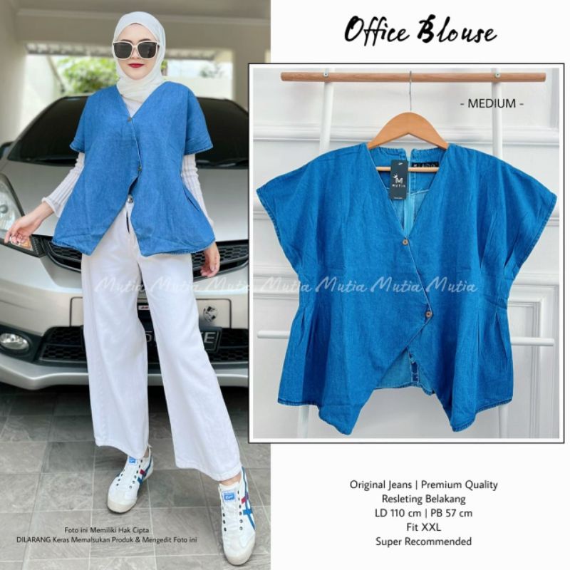 OFFICE BLOUSE BY MUTIA (BLOUSE JEANS WANITA) Blouse muslimah rekomeded