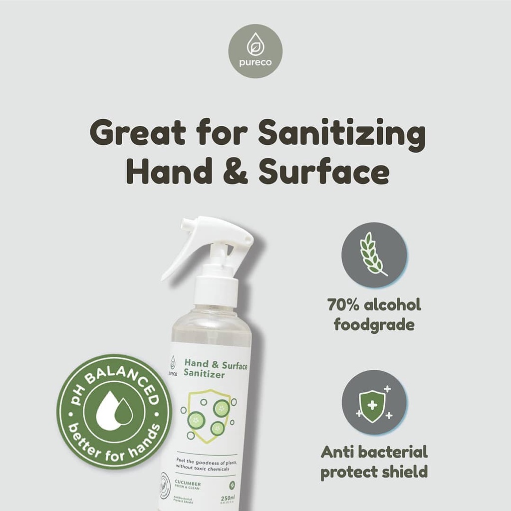 PURECO HAND &amp; SURFACE SANITIZER CUCUMBER FRESH &amp; CLEAN 60ML