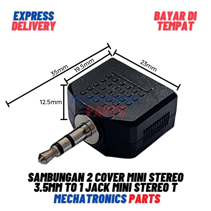 Sambungan 2 Cover Mini Stereo 3.5mm to 1 Jack Mini Stereo T Mini Stereo