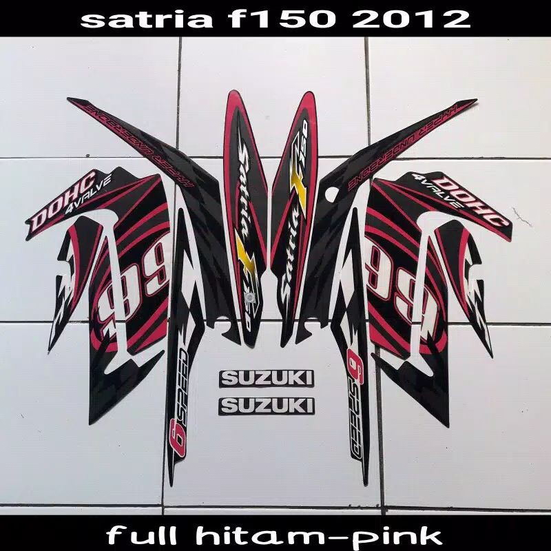 striping sticker lis body suzuki satria f fu barong 150 2012 hitam pink