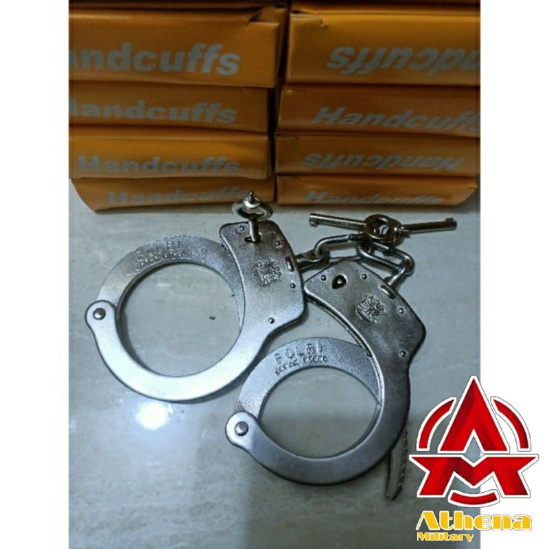 Borgol tangan besar handcuffs kuning | borgol polri | Borgol satpam/security grosir