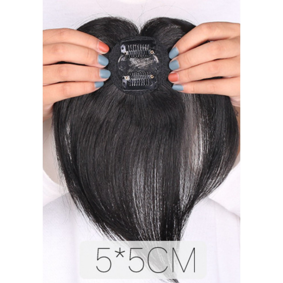 TOU wig toupee human hair asli penutup botak penambah volume clip rambut palsu extension