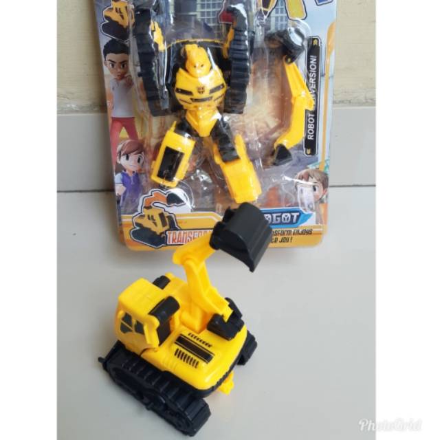 mainan robot transformers truk beko - transformer mobil truk beko