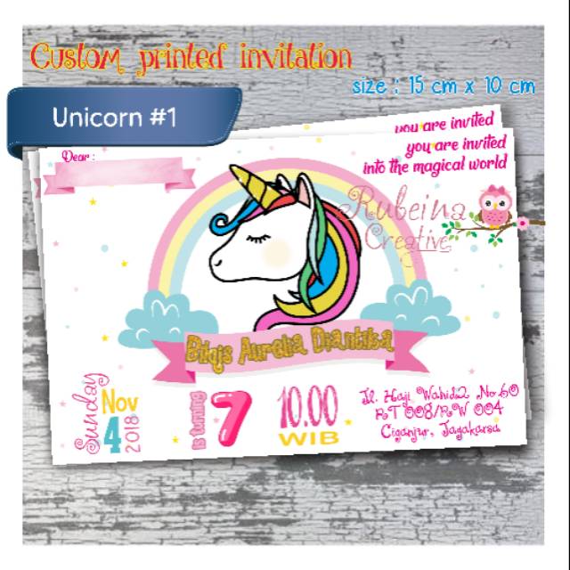 Undangan Ulang Tahun Anak Unicorn 1 Shopee Indonesia