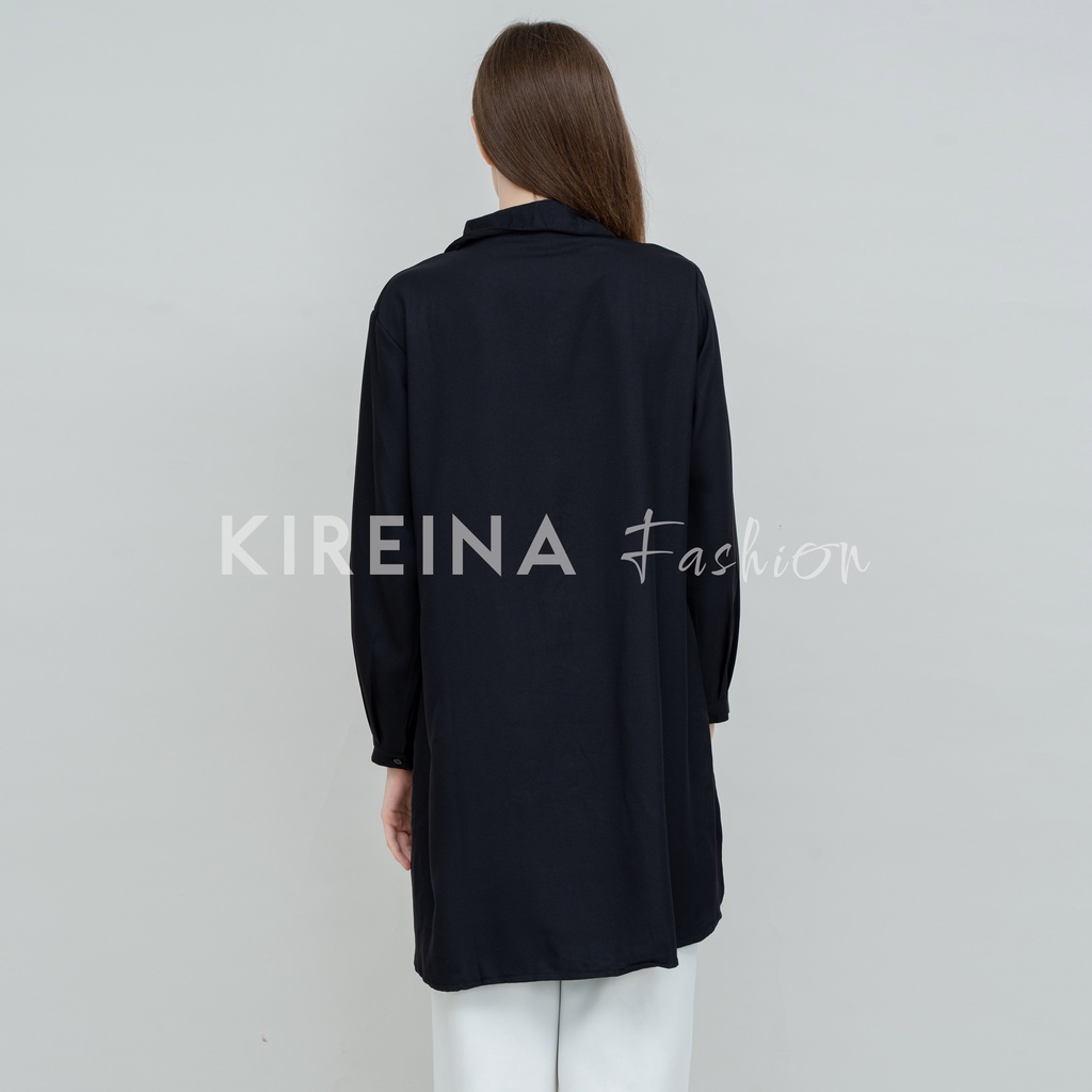 Kemeja Tunik Rempel Kemeja Long Tunik Wanita Kemeja Kerja Wanita Moscrape | Kireina Fashion