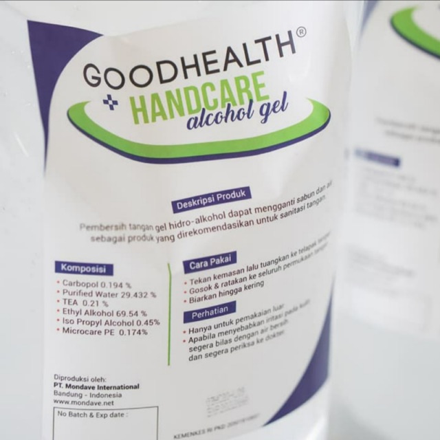 Hand Sanitizer GoodHealth HandCare Alcohol Gel 2 Liter Refill Pack