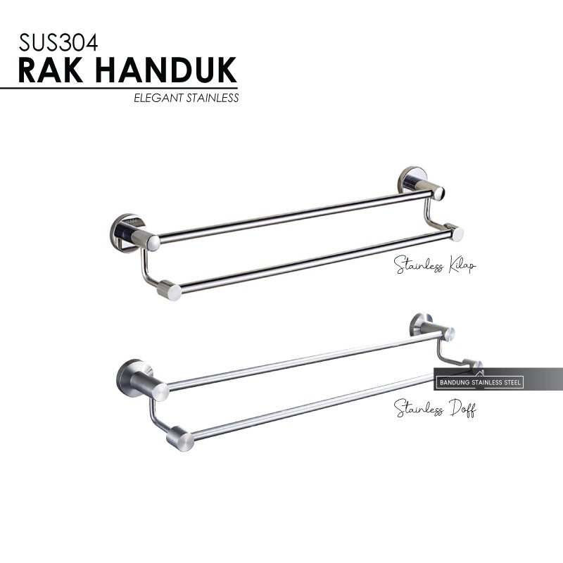 sus 304 Rak handuk gantungan kecil 60cm 2 baris stainless kamar mandi A10