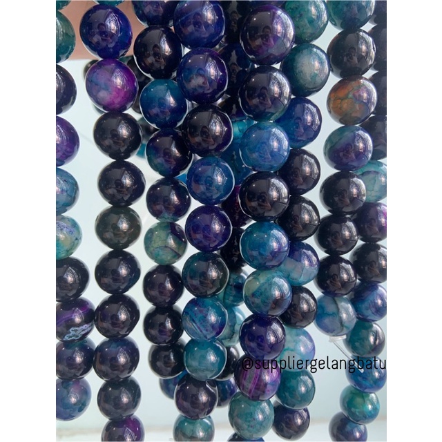 natural APATITE 14mm bahan aksesoris gemstone premium biru ungu akik