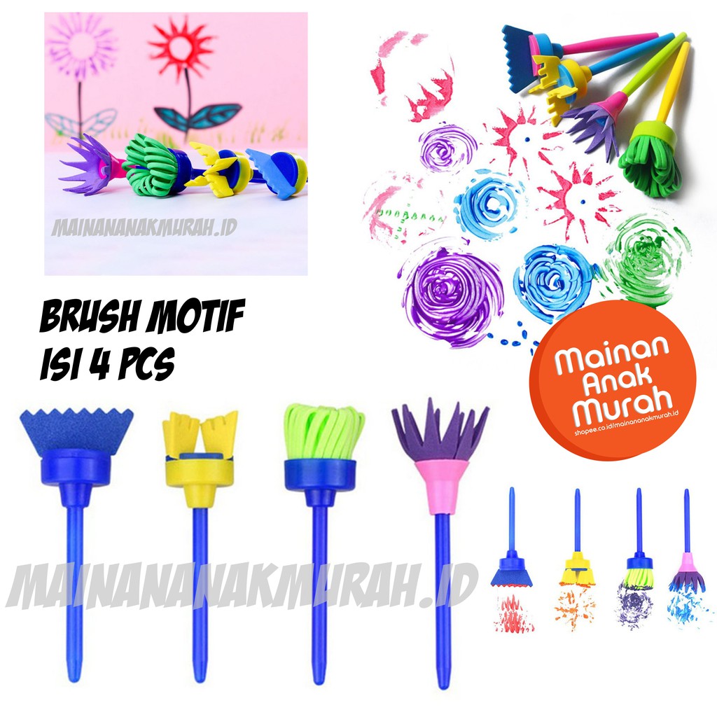 

Brush Kuas Motif Mainan Edukasi Brush Sponge Kuas Cat Warna Alat Belajar Mewarnai Melukis Anak