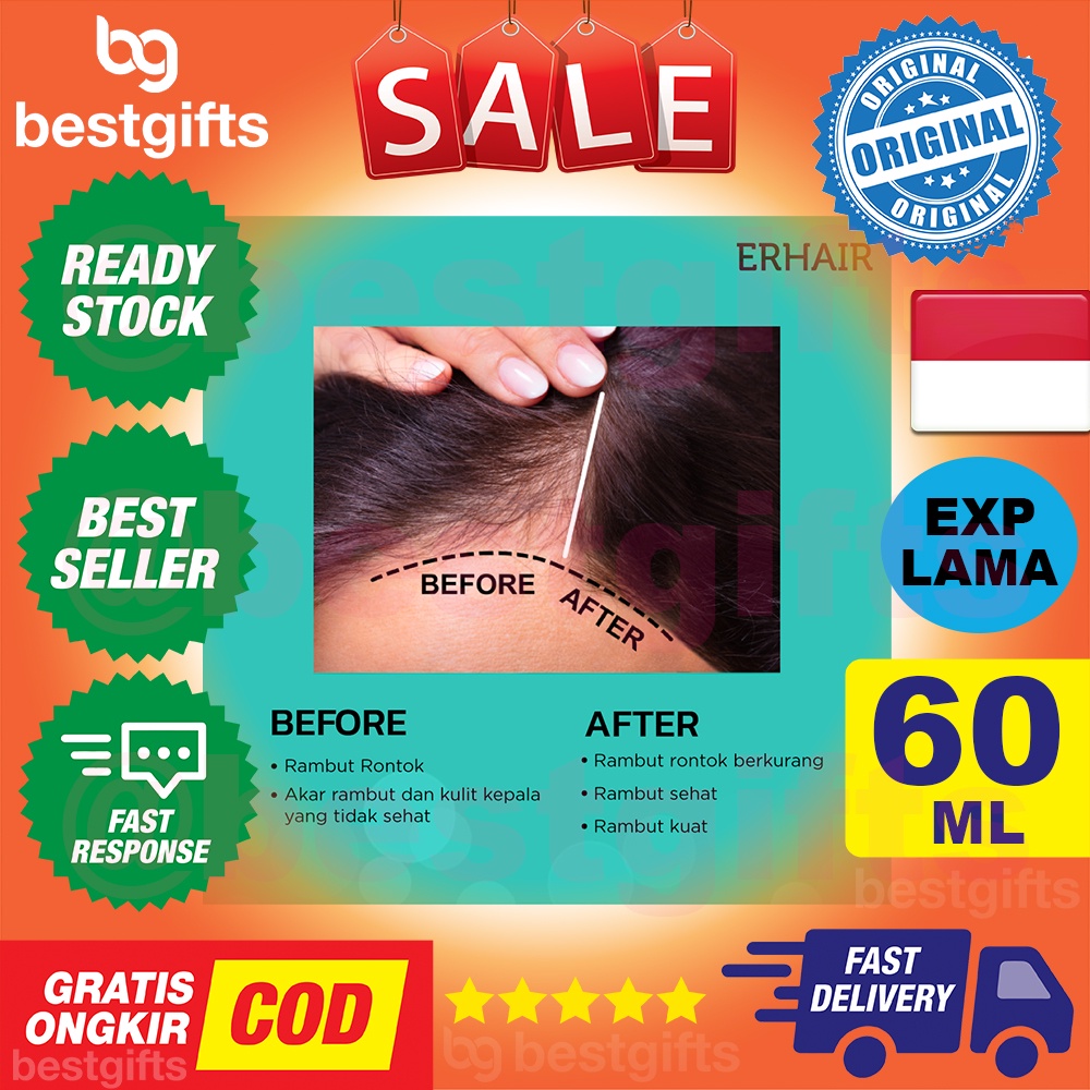 ERHA ERHAIR HAIRGROW TONIC HAIR GROW TONIK PERTUMBUHAN KEKUATAN RAMBUT BARU RONTOK BOTAK TIPIS 60 ML