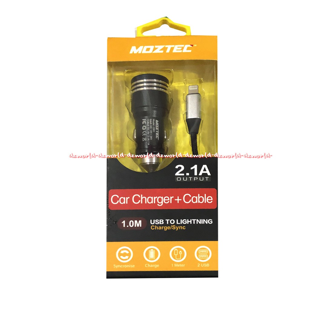 Moztec Car Charger Cable 2.1 A Kabel Charger Mobil 1 m