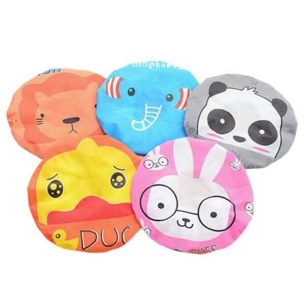 TOPI MANDI KARAKTER WATERPROOF / SHOWER CAP KARAKTER KARTUN / TOPI MANDI DEWASA ANAK / PERLENGKAPAN KAMAR MANDI