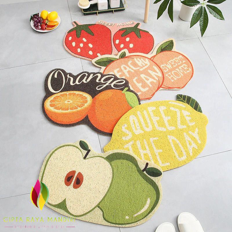 Keset Motif Buah-Buahan Untuk Dapur dan Kamar 40x60cm Bahan Mie PVC