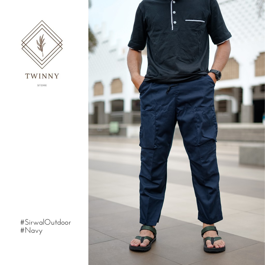 CELANA SIRWAL CARGO / CELANA CINGKRANG / CELANA CARGO PRIA WARNA NAVY