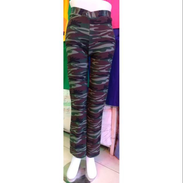 Celana senam aerobic panjang loreng wanita