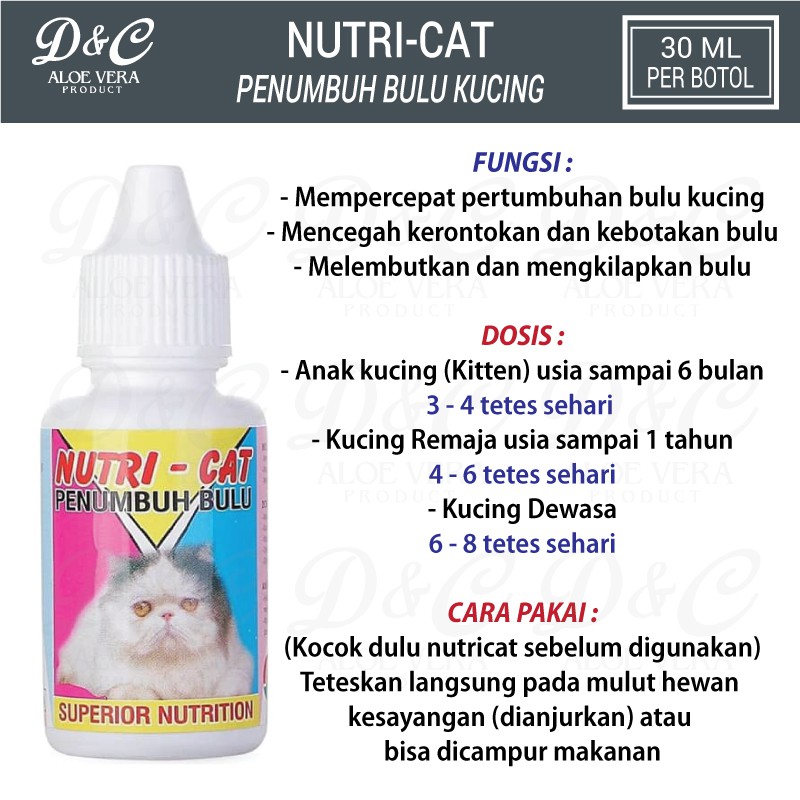 NUTRI-CAT 30ML Penumbuh Bulu Kucing Cegah Rontok Dan Kebotakan Bulu