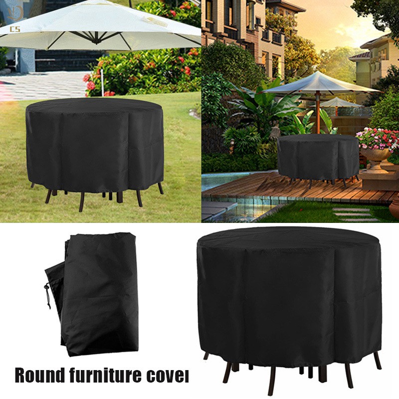 Outdoor Furniture Table Cover Garden Furniture Waterproof Dust Cover Round Table Chair Rain Covers Shopee Indonesia