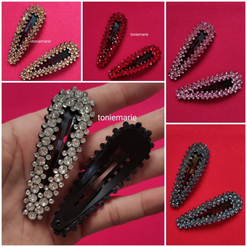 1 PASANG JEPIT TIKTOK MUTIARA KRISTAL - Jepit Rambut Kristal Premium - Jepit Rambut Korea - Jepitan 