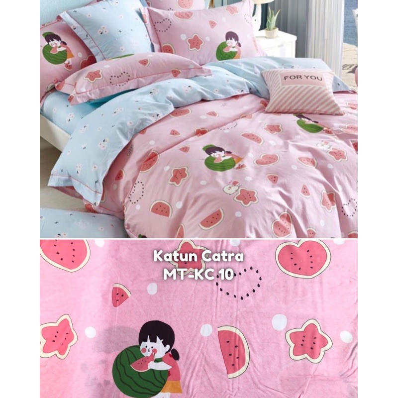 Moon Kain Sprei Meteran Katun Lokal Catra Love Star Pink Fruity Polkadot Watermelon Sugar Buah Segar