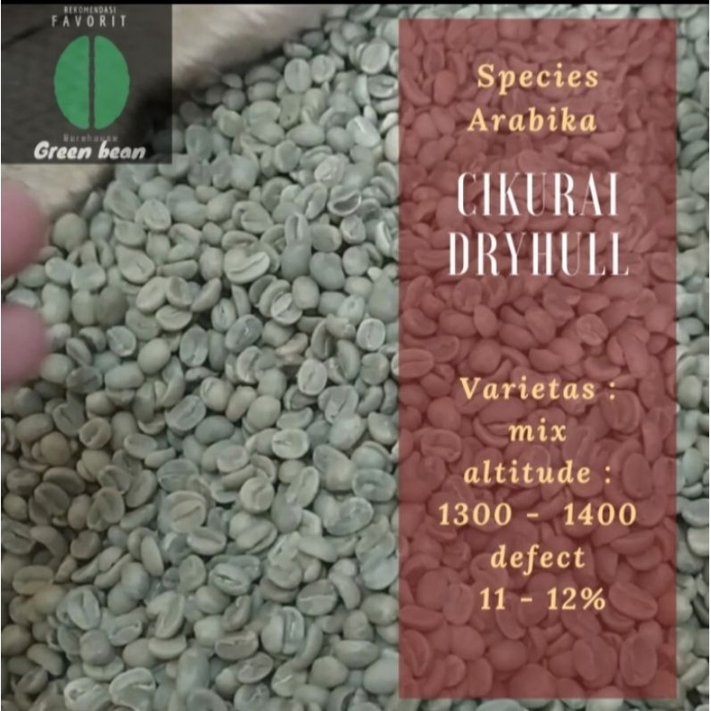 

green Bean / biji kopi Arabika cikurai - 1 kg - dry hull - grade 1