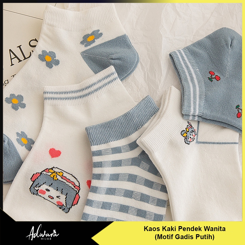 Kaos Kaki Pendek Wanita Semata Kaki Motif Gadis Bunga Fashion Gaya Korea