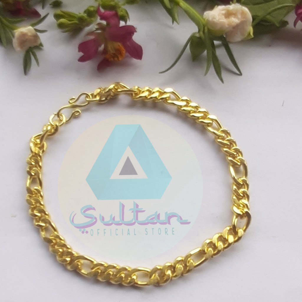 [LAPIS EMAS 24K ORIGINAL] SULTAN BRACELET GELANG RANTAI RETRO LOGAM KUNINGAN #GK016