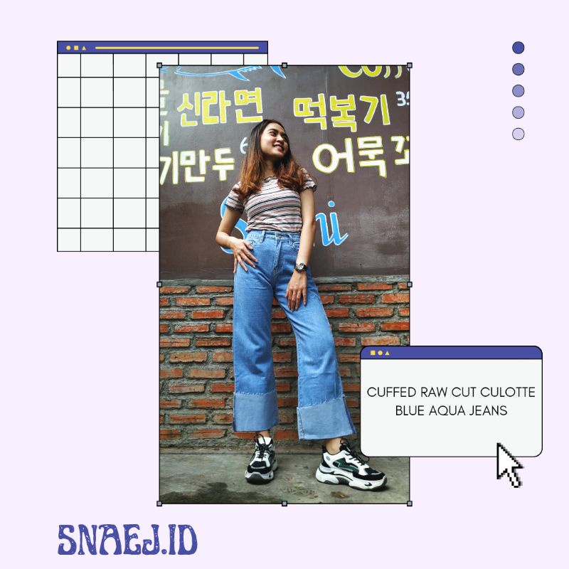Cuffed Raw Cut Culotte Blue Aqua Jeans