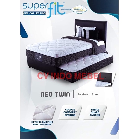 2 in 1 comforta superfit neo twin superduo springbed anak susun dorong premium quality garansi pegas