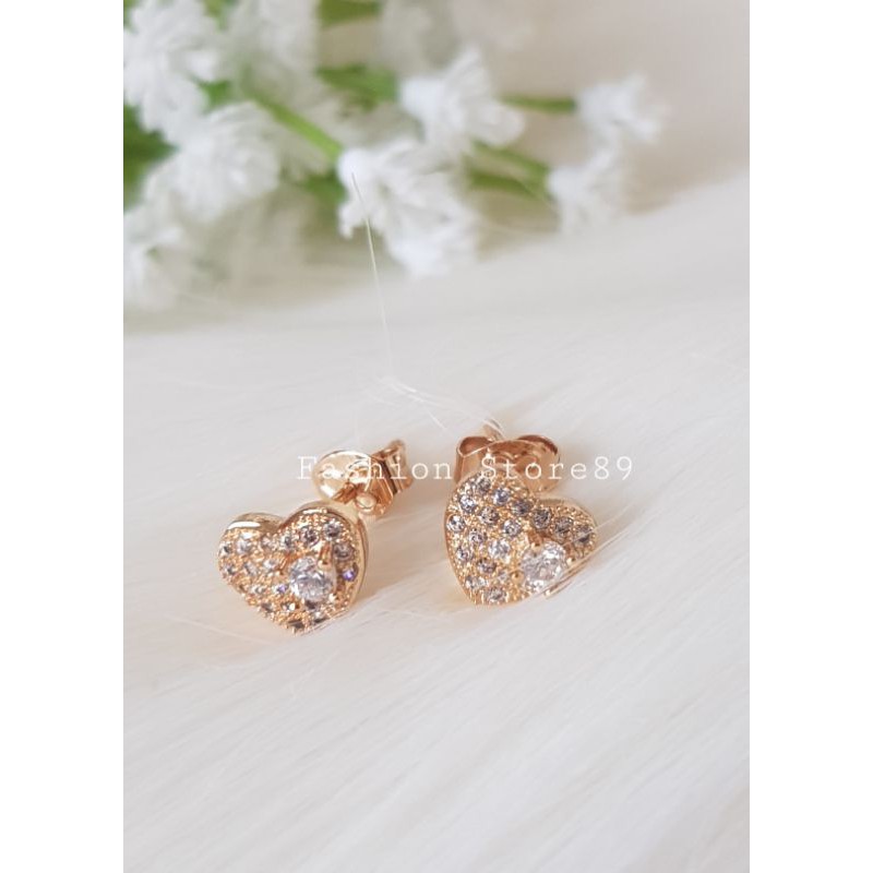 ready edisi terbatas anting Love Full permata putih cantik xuping lapis emas bestseller